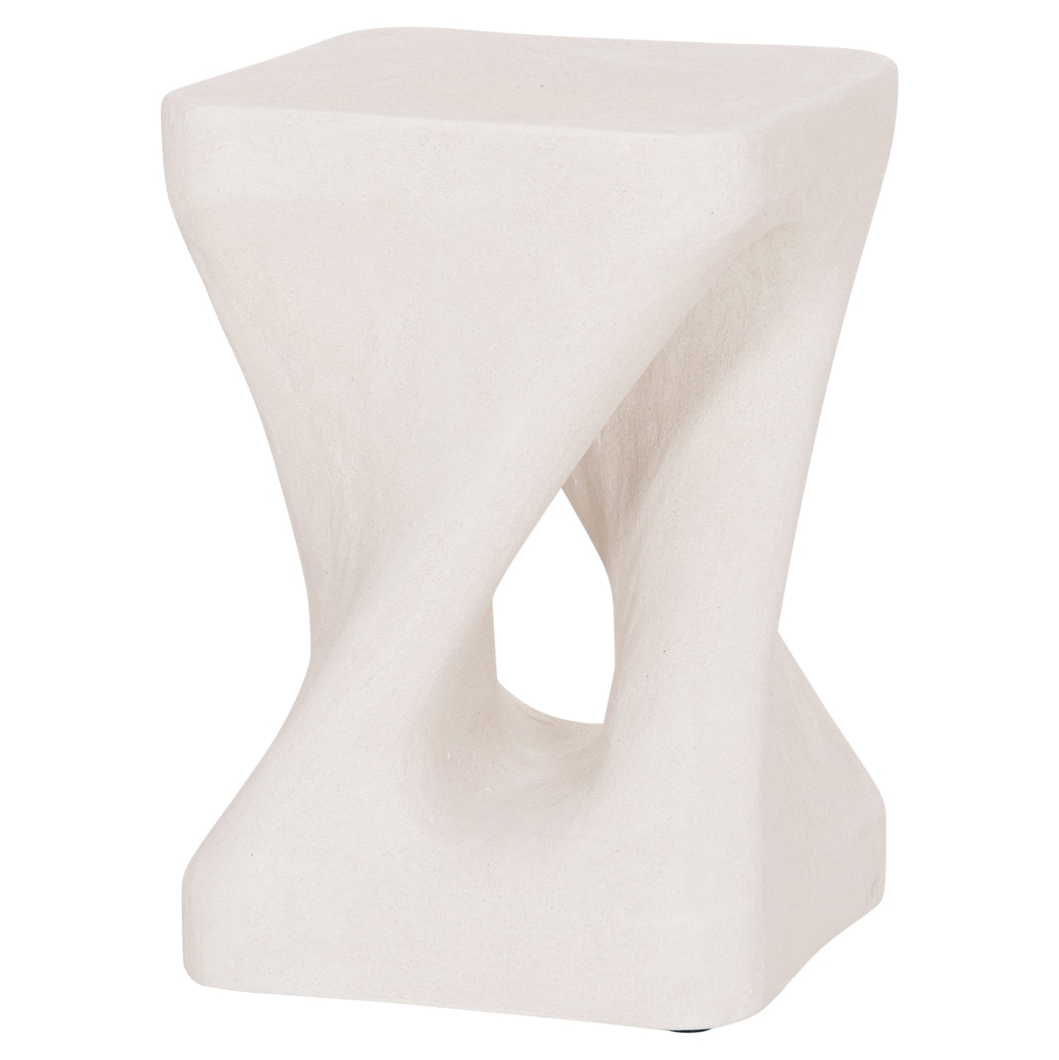 SQUARE STOOL SANTORINI HM18337 POLYRESIN--OFF WHITE 30x30x45Hcm.