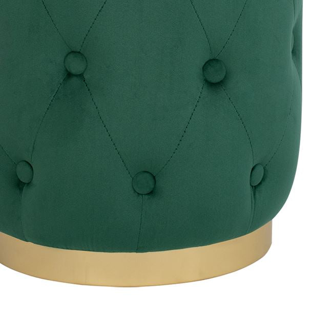 Velvet stool Torrie HM8405.03 cypress green color with gold base ''37x46cm