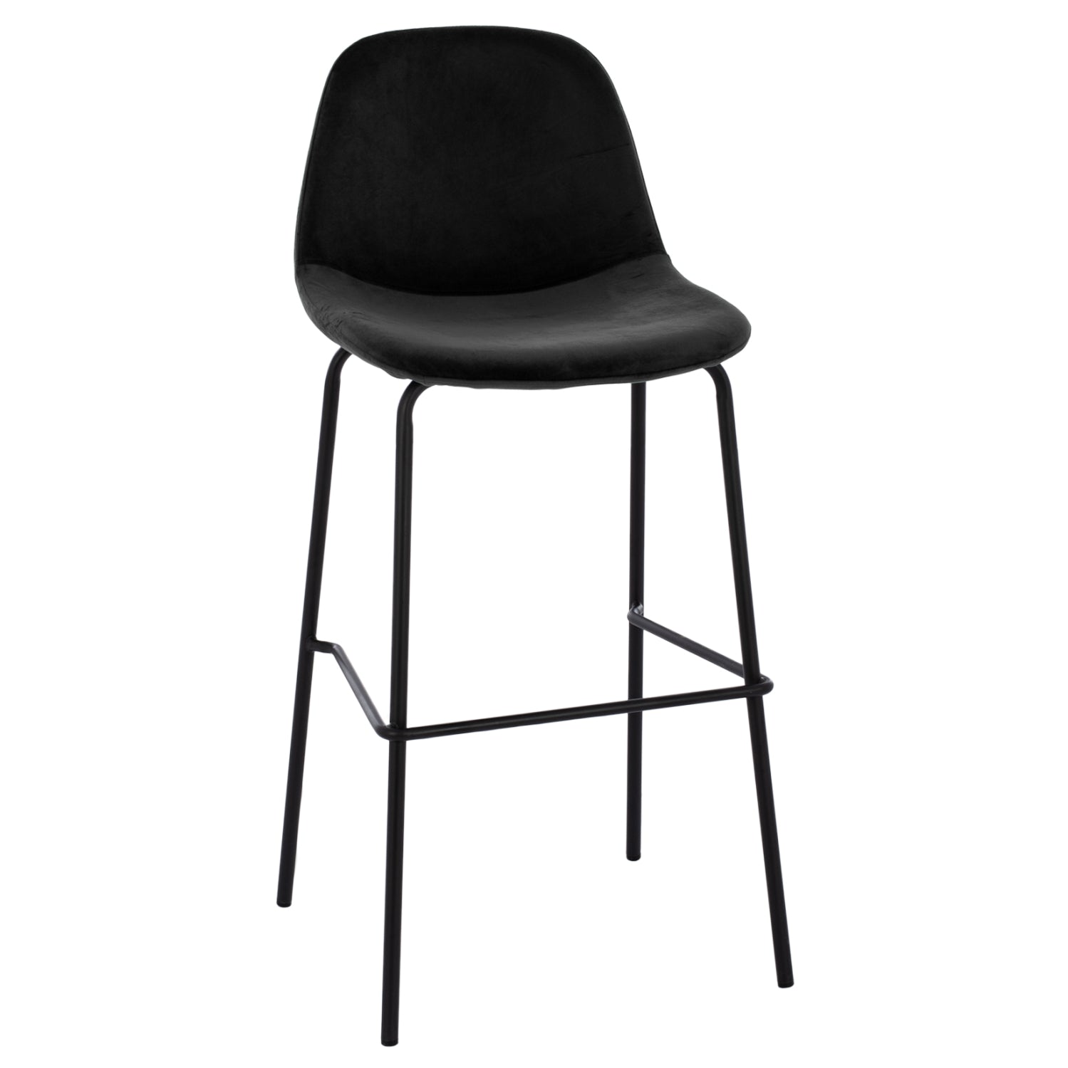 STOOL VINCENT HM8579.14, VELVET BLACK, METAL FRAME 56,5x47x106 cm.
