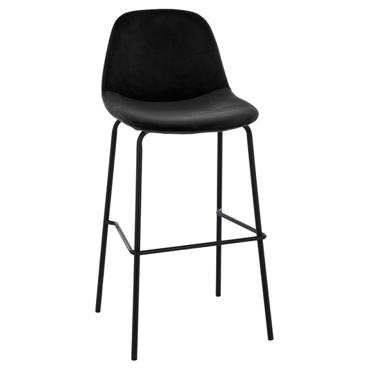 STOOL VINCENT HM8579.14, VELVET BLACK, METAL FRAME 56,5x47x106 cm.