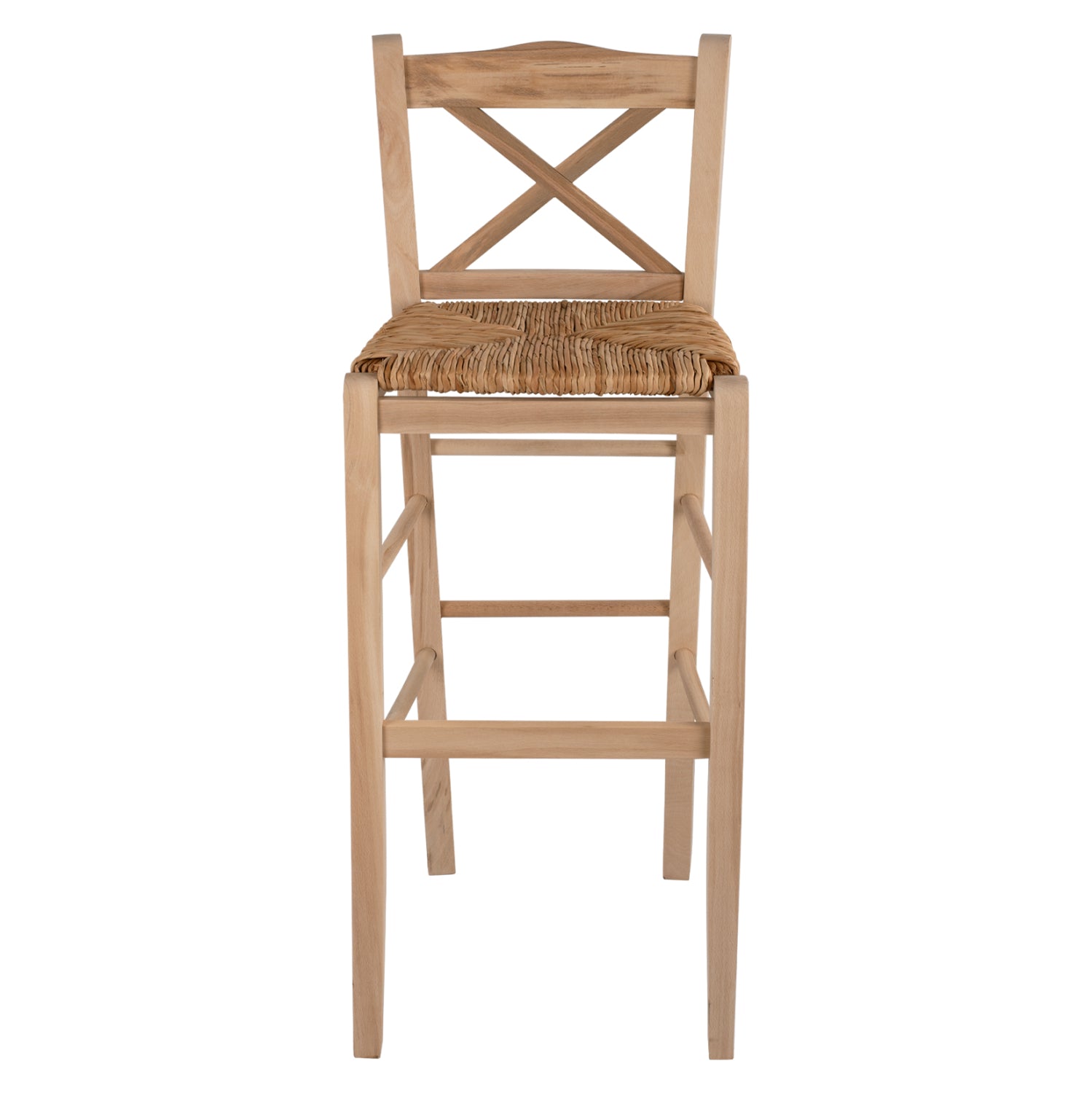 Wooden traditional stool Unpainted with straw HM10375.02