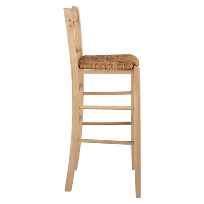 Wooden traditional stool Unpainted with straw HM10375.02