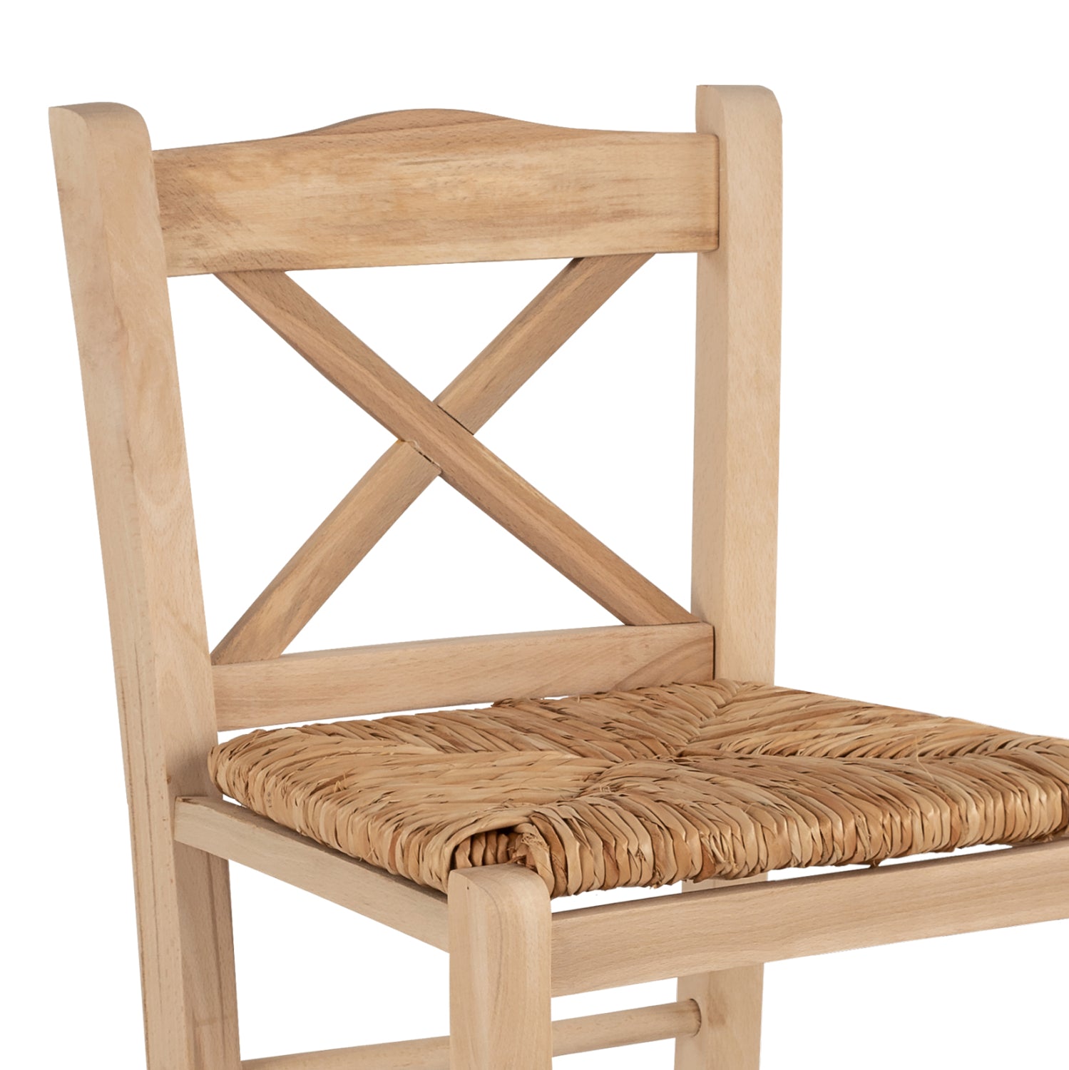 Wooden traditional stool Unpainted with straw HM10375.02