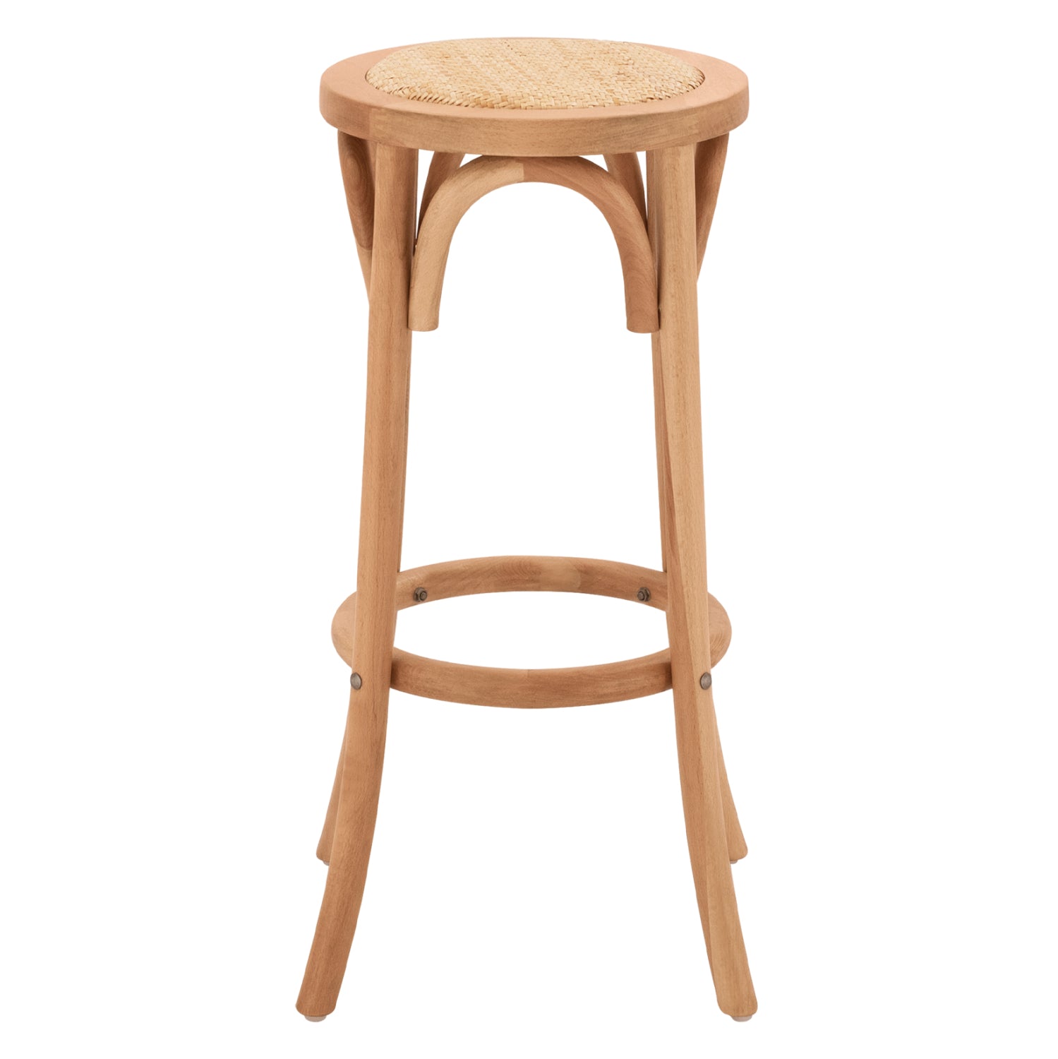 Wooden Stool from beech wood in natural color with mat Φ36x72Ηcm-- HM8751.01