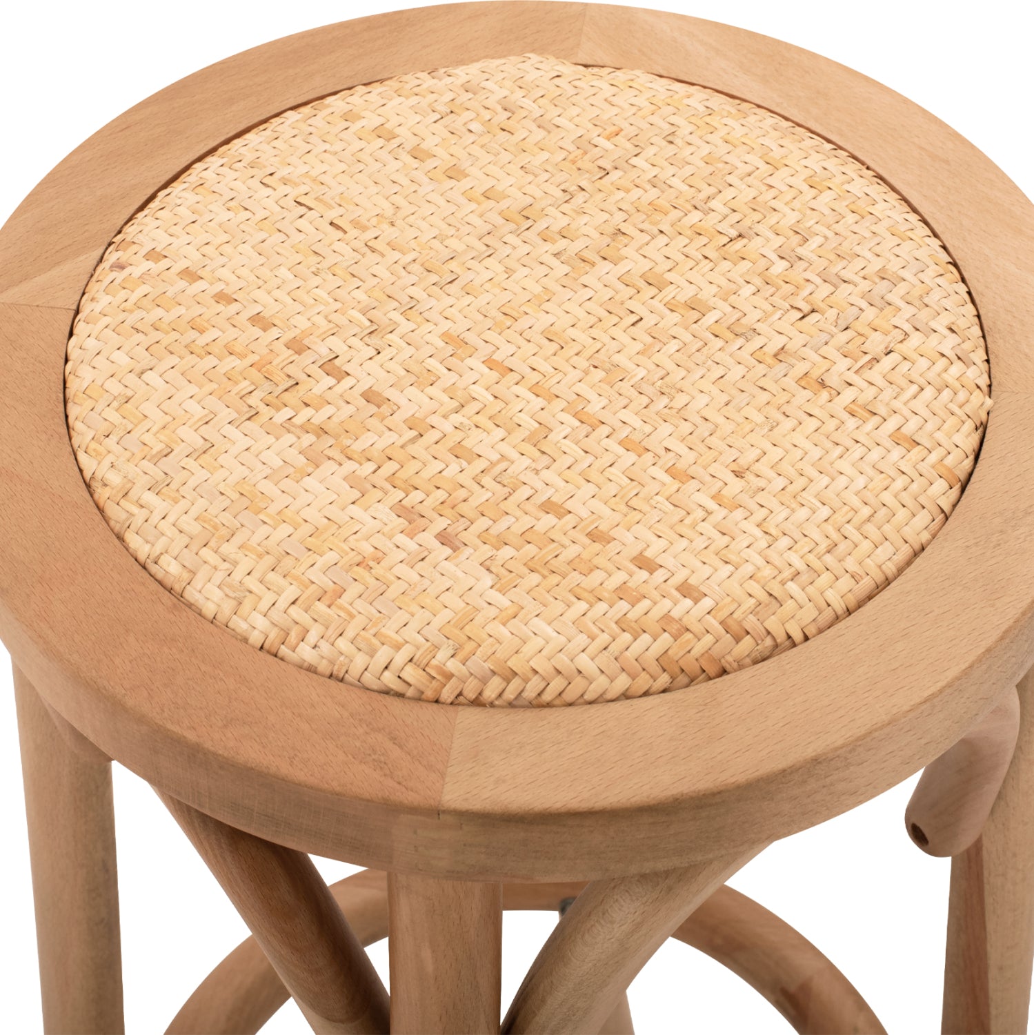 Wooden Stool from beech wood in natural color with mat Φ36x72Ηcm-- HM8751.01