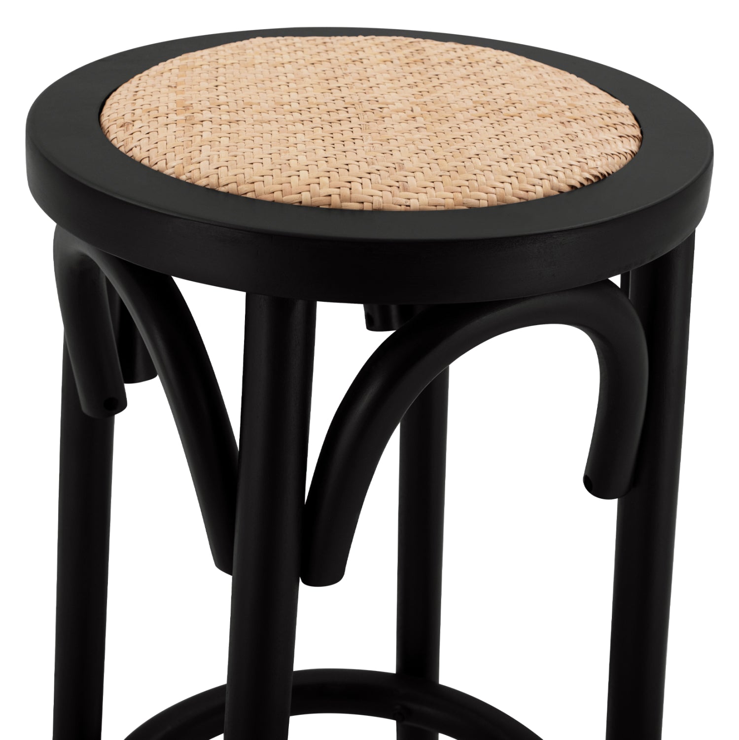 Wooden stool from beech wood black wuth mat 36'x70xm HM8751.02