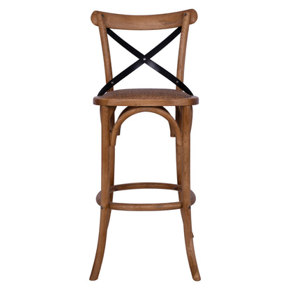 Bar Stool Wooden Forenza HM8304 Metallic with crossed back 50x58x113 cm