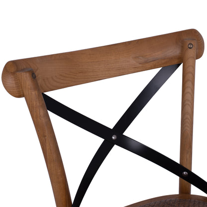 Bar Stool Wooden Forenza HM8304 Metallic with crossed back 50x58x113 cm