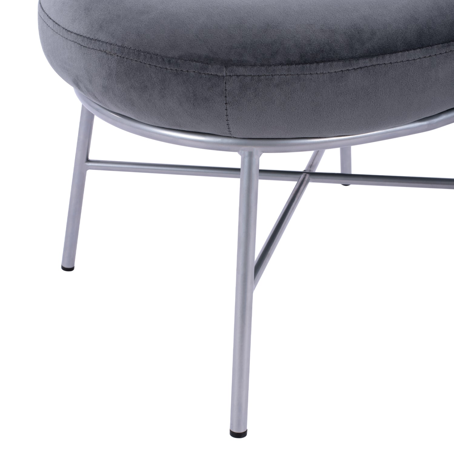 Stool with footrest Trudi HM8640.01 Grey velvet with silver base 55x46x38m