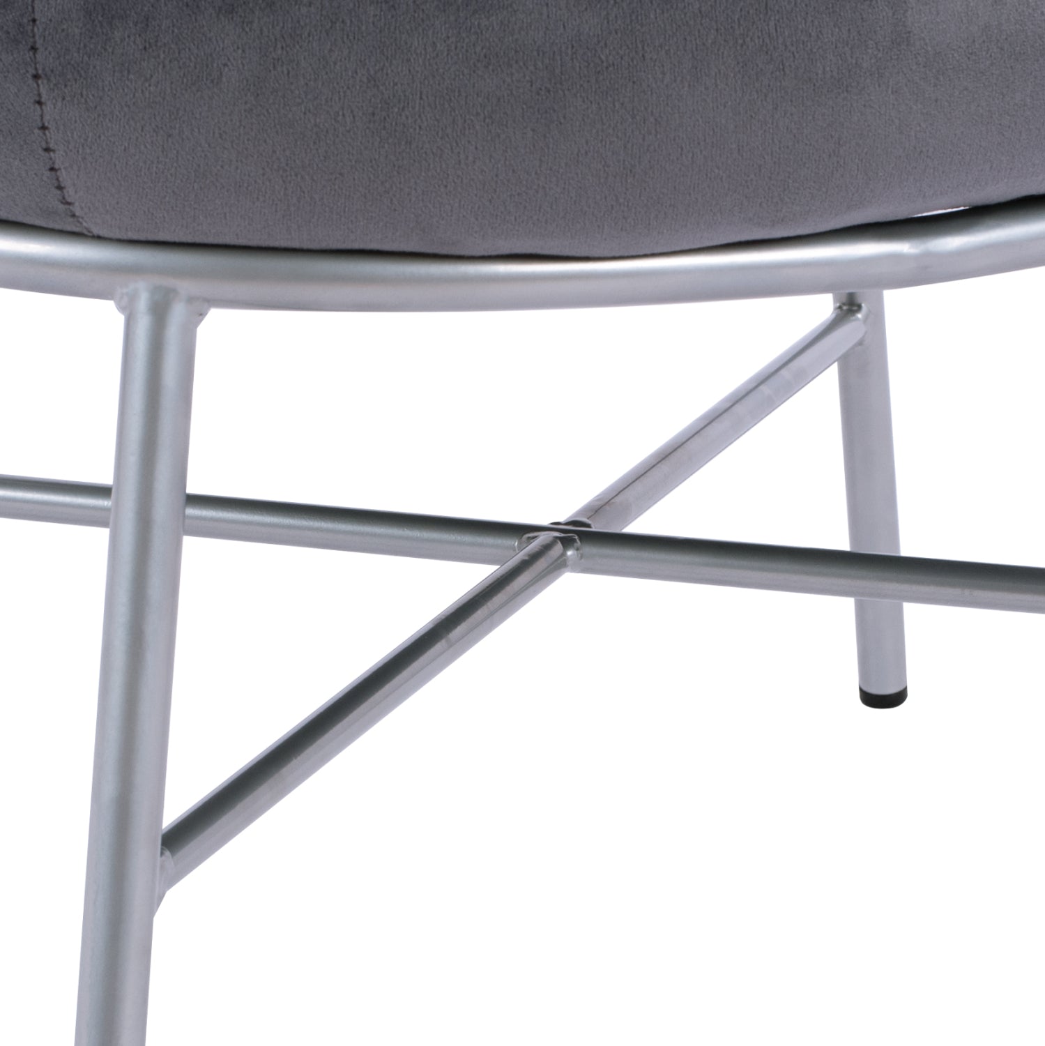 Stool with footrest Trudi HM8640.01 Grey velvet with silver base 55x46x38m