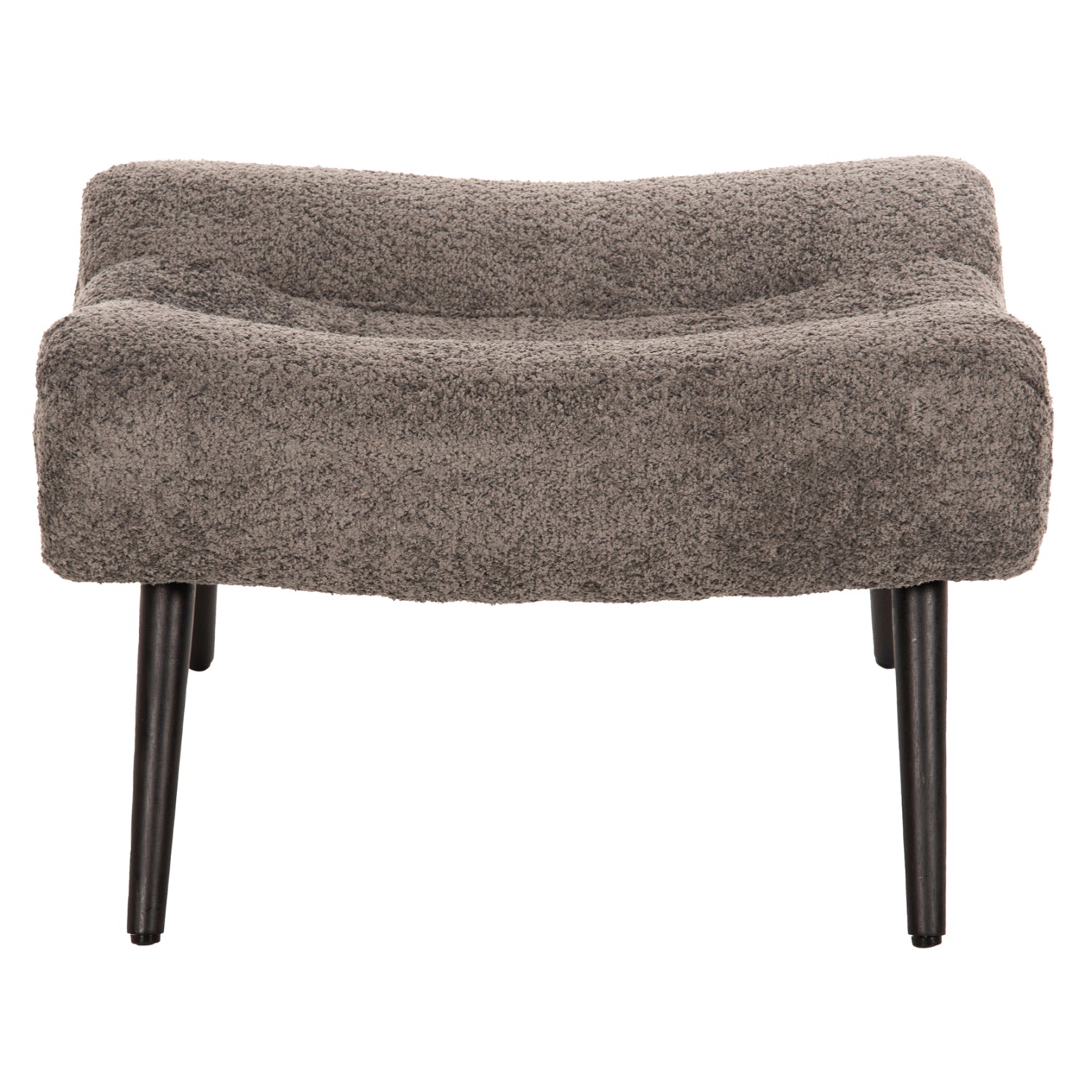 STOOL-FOOTREST BRYM HM9606.01 GREY BOUCLE FABRIC-BLACK WOODEN LEGS 68X58X40Hcm.