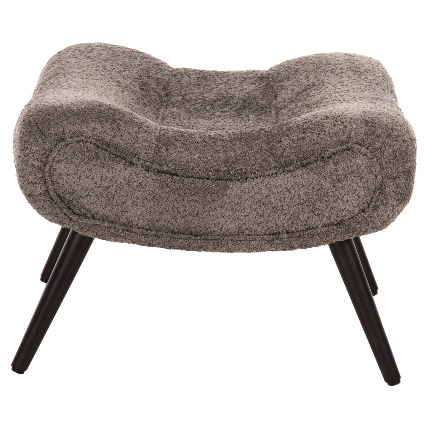 STOOL-FOOTREST BRYM HM9606.01 GREY BOUCLE FABRIC-BLACK WOODEN LEGS 68X58X40Hcm.