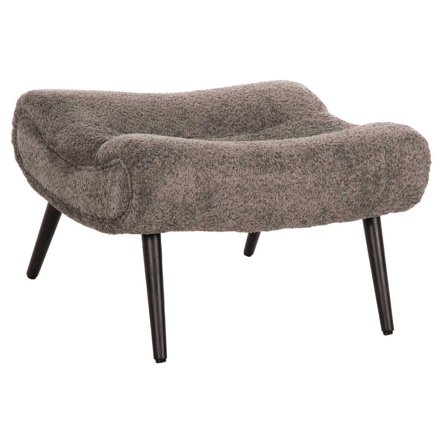 STOOL-FOOTREST BRYM HM9606.01 GREY BOUCLE FABRIC-BLACK WOODEN LEGS 68X58X40Hcm.