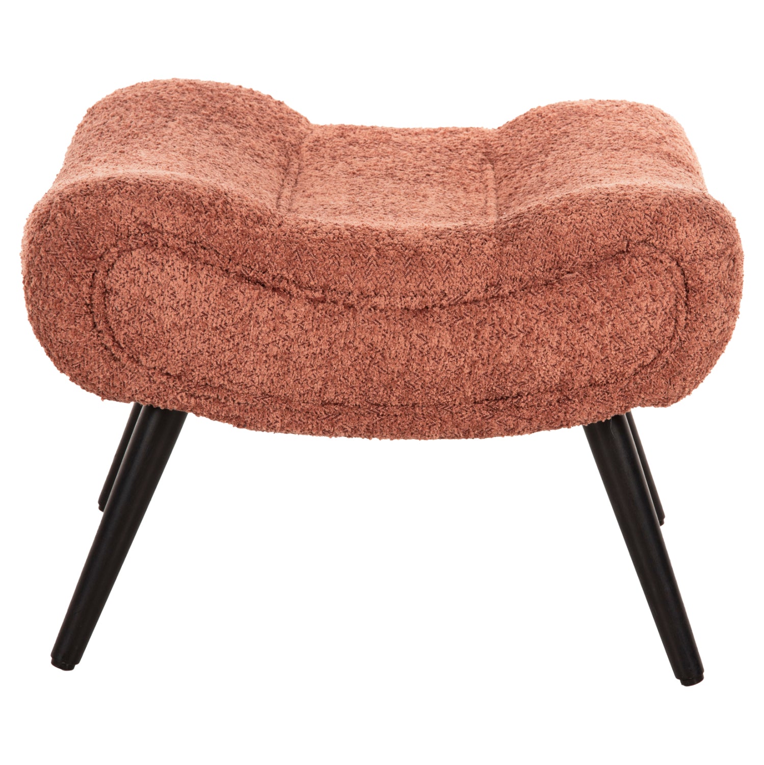 STOOL-FOOTREST BRYM HM9606.02 PINK BOUCLE FABRIC-BLACK WOODEN LEGS 68X58X40Hcm.