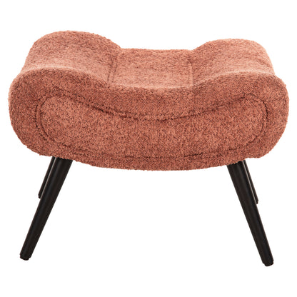 STOOL-FOOTREST BRYM HM9606.02 PINK BOUCLE FABRIC-BLACK WOODEN LEGS 68X58X40Hcm.