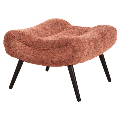 STOOL-FOOTREST BRYM HM9606.02 PINK BOUCLE FABRIC-BLACK WOODEN LEGS 68X58X40Hcm.