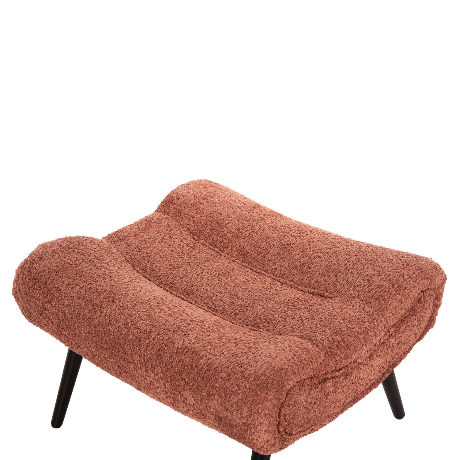 STOOL-FOOTREST BRYM HM9606.02 PINK BOUCLE FABRIC-BLACK WOODEN LEGS 68X58X40Hcm.