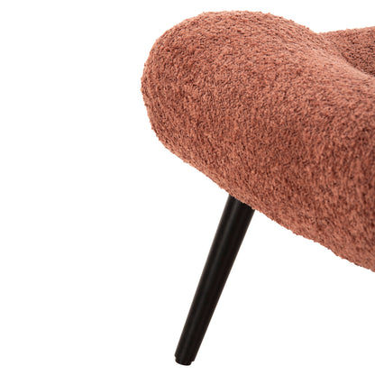 STOOL-FOOTREST BRYM HM9606.02 PINK BOUCLE FABRIC-BLACK WOODEN LEGS 68X58X40Hcm.