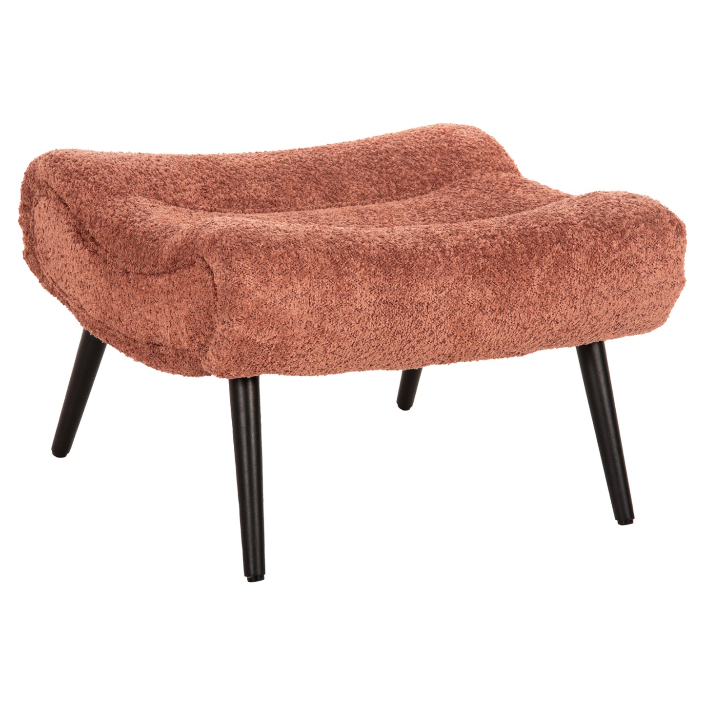 STOOL-FOOTREST BRYM HM9606.02 PINK BOUCLE FABRIC-BLACK WOODEN LEGS 68X58X40Hcm.