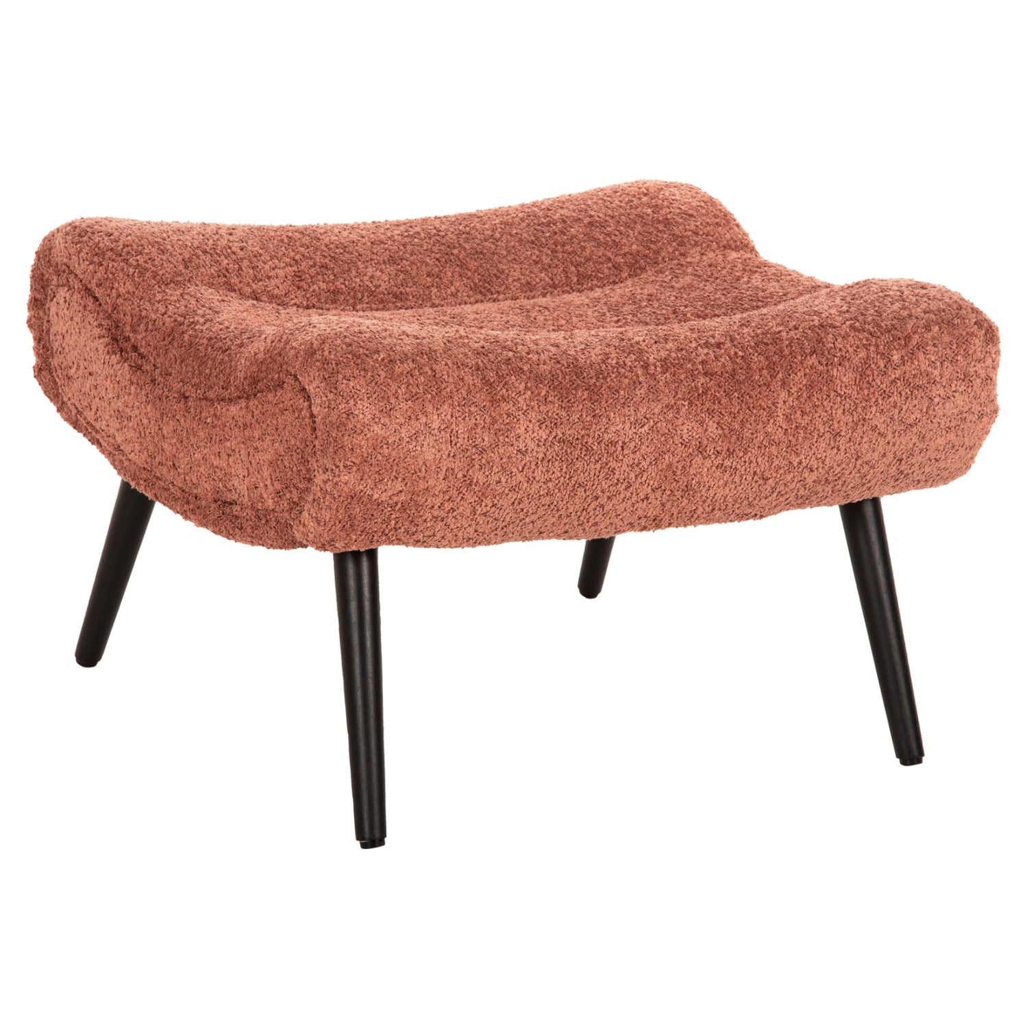 STOOL-FOOTREST BRYM HM9606.02 PINK BOUCLE FABRIC-BLACK WOODEN LEGS 68X58X40Hcm.