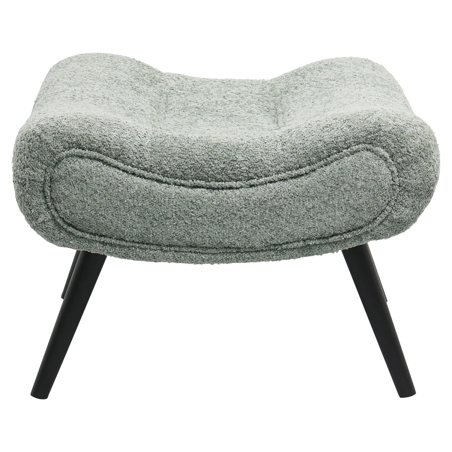STOOL-FOOTREST BRYM HM9606.05 PISTACHIO GREEN BOUCLE FABRIC-BLACK WOODEN LEGS 68X58X40Hcm.