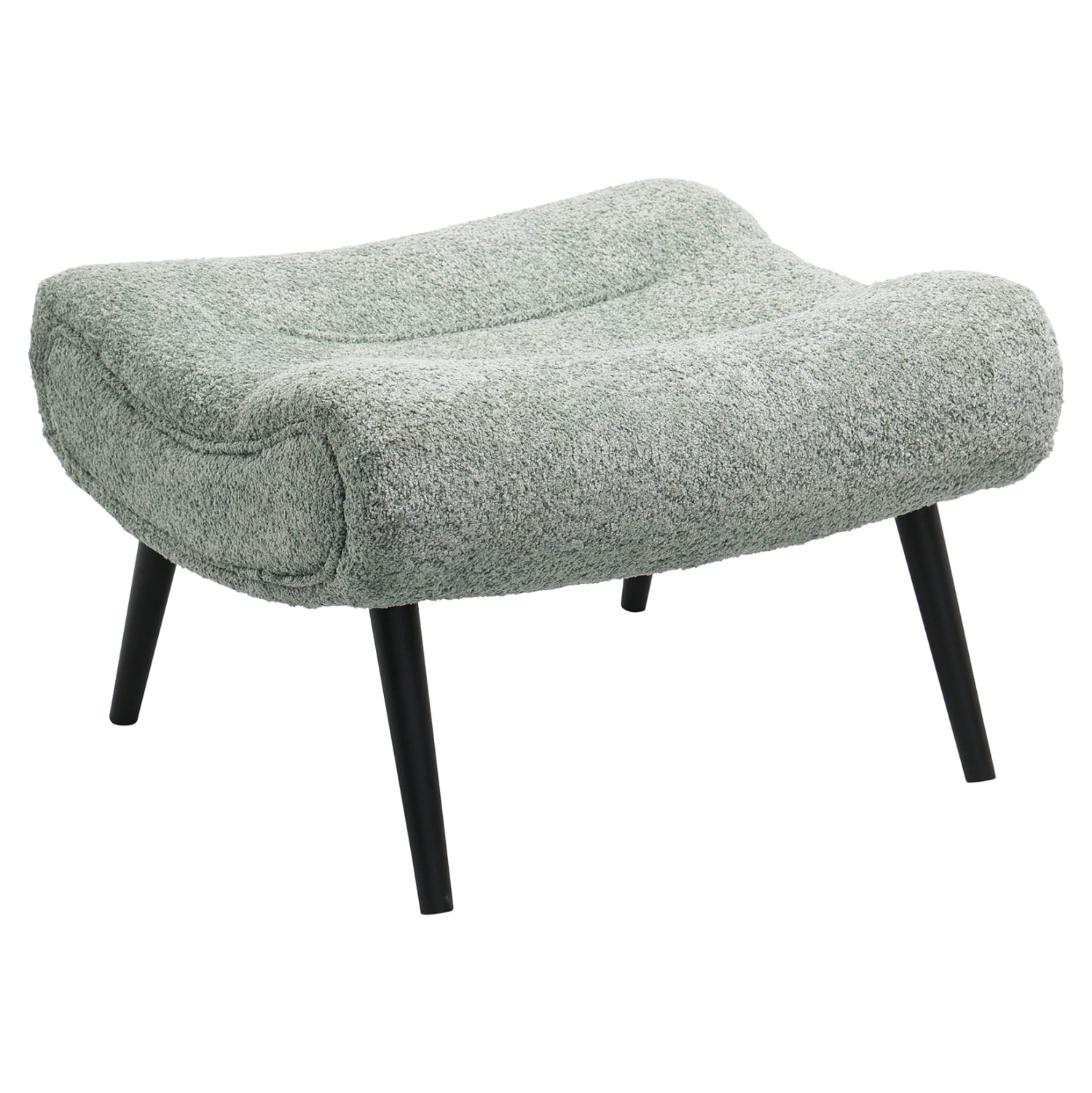 STOOL-FOOTREST BRYM HM9606.05 PISTACHIO GREEN BOUCLE FABRIC-BLACK WOODEN LEGS 68X58X40Hcm.