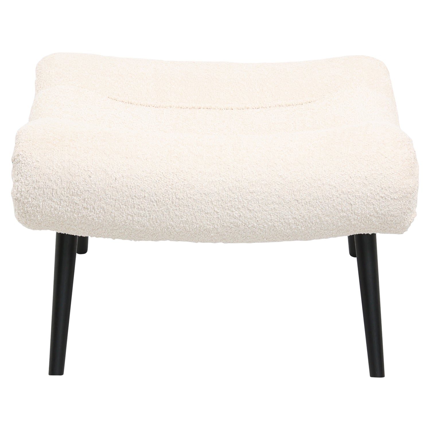 STOOL-FOOTREST BRYM HM9606.06 ECRU BOUCLE FABRIC-BLACK WOODEN LEGS 68X58X40Hcm.