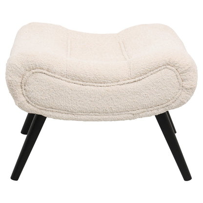 STOOL-FOOTREST BRYM HM9606.06 ECRU BOUCLE FABRIC-BLACK WOODEN LEGS 68X58X40Hcm.