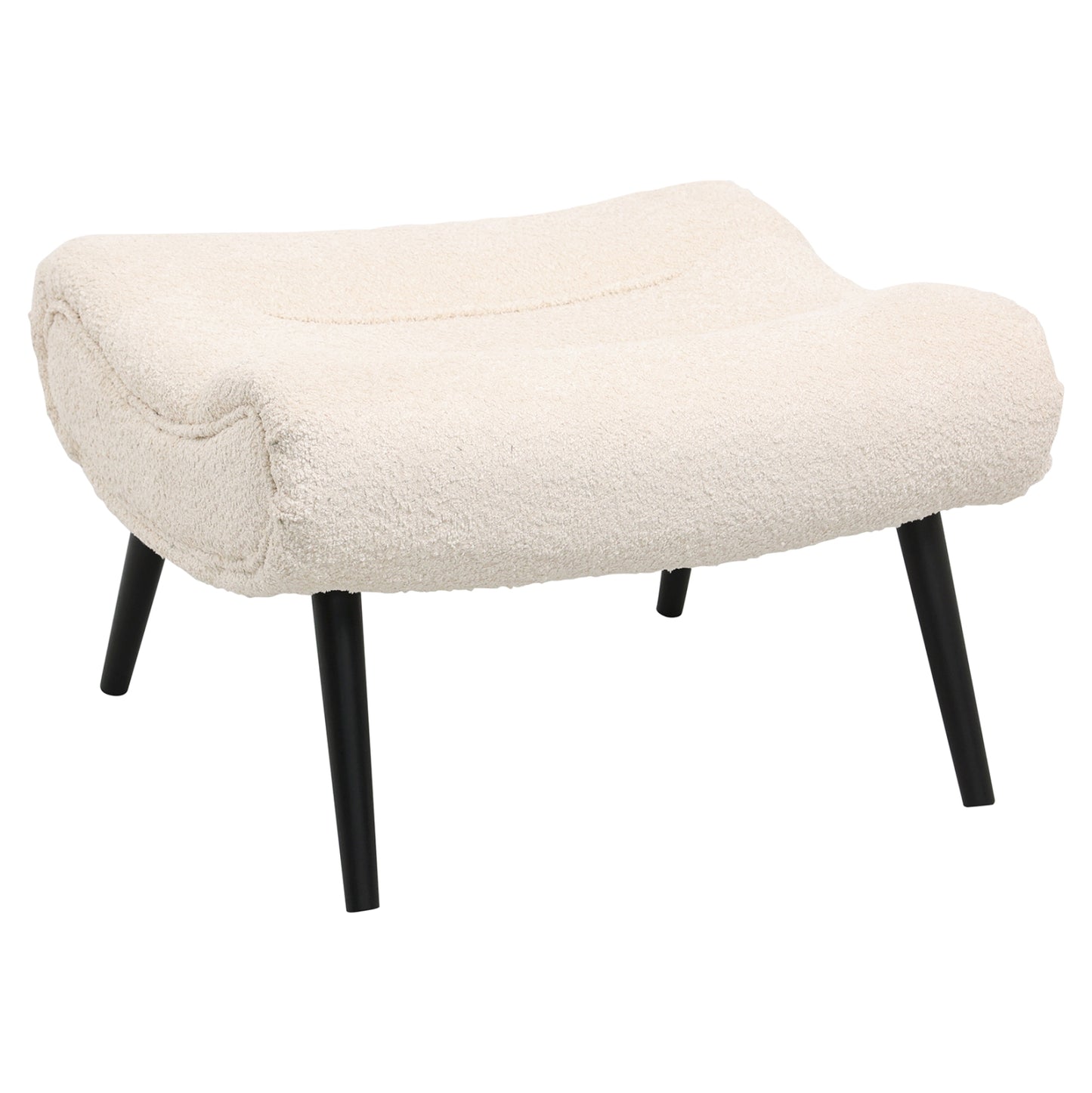 STOOL-FOOTREST BRYM HM9606.06 ECRU BOUCLE FABRIC-BLACK WOODEN LEGS 68X58X40Hcm.