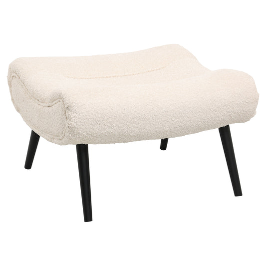 STOOL-FOOTREST BRYM HM9606.06 ECRU BOUCLE FABRIC-BLACK WOODEN LEGS 68X58X40Hcm.