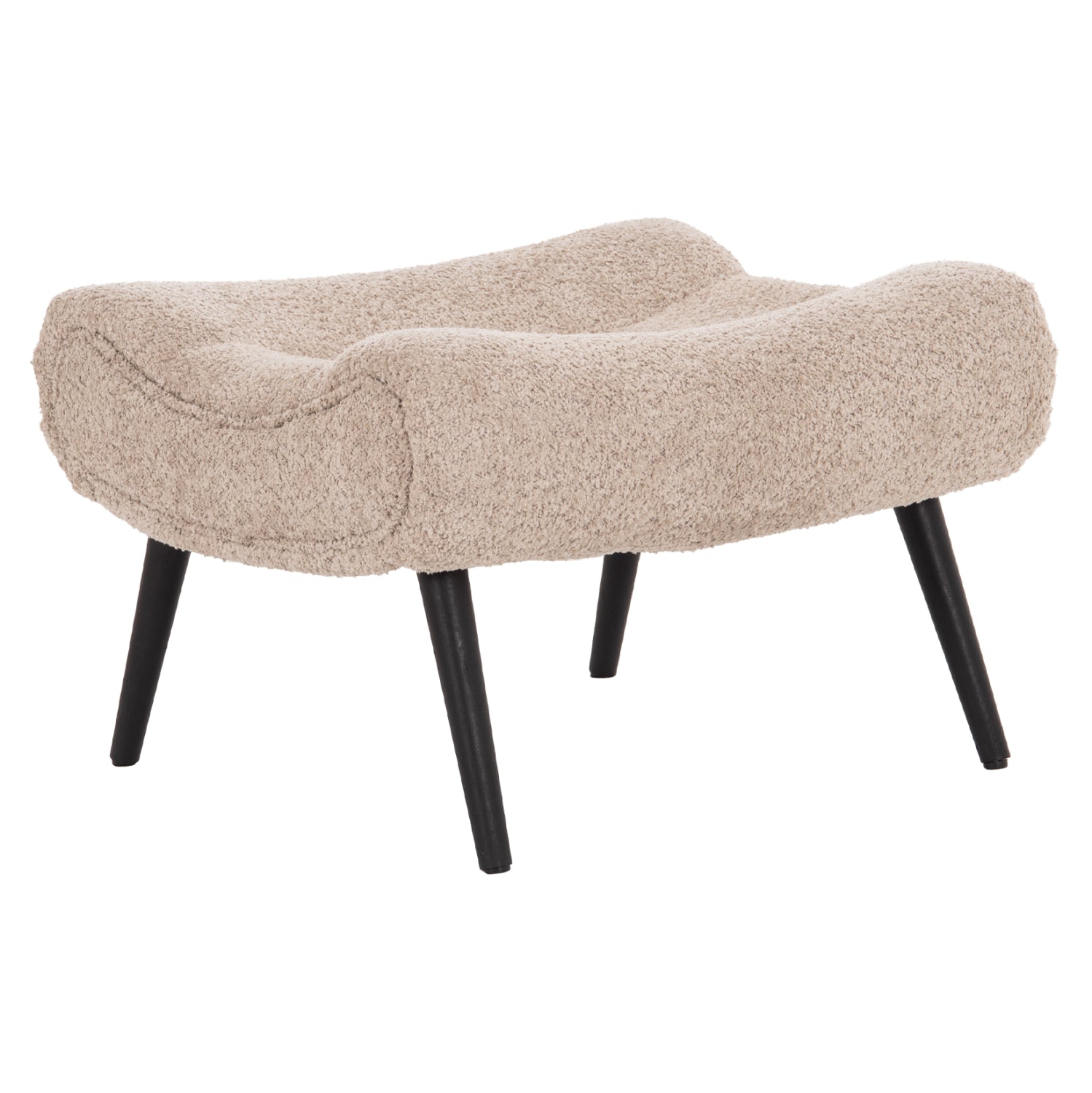 STOOL-FOOTREST BRYM HM9606.08 BEIGE/BROWN BOUCLE FABRIC-BLACK WOODEN LEGS 69X61X41Hcm.