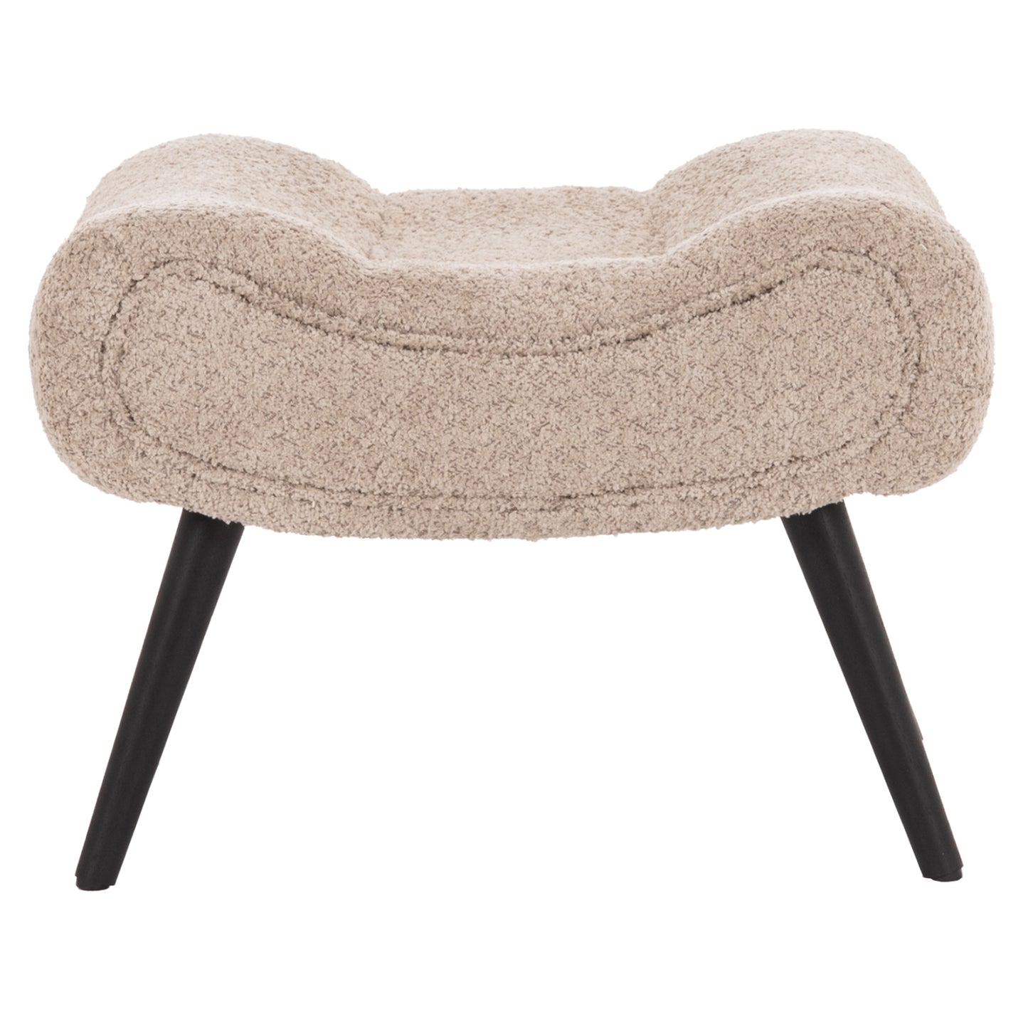 STOOL-FOOTREST BRYM HM9606.08 BEIGE/BROWN BOUCLE FABRIC-BLACK WOODEN LEGS 69X61X41Hcm.
