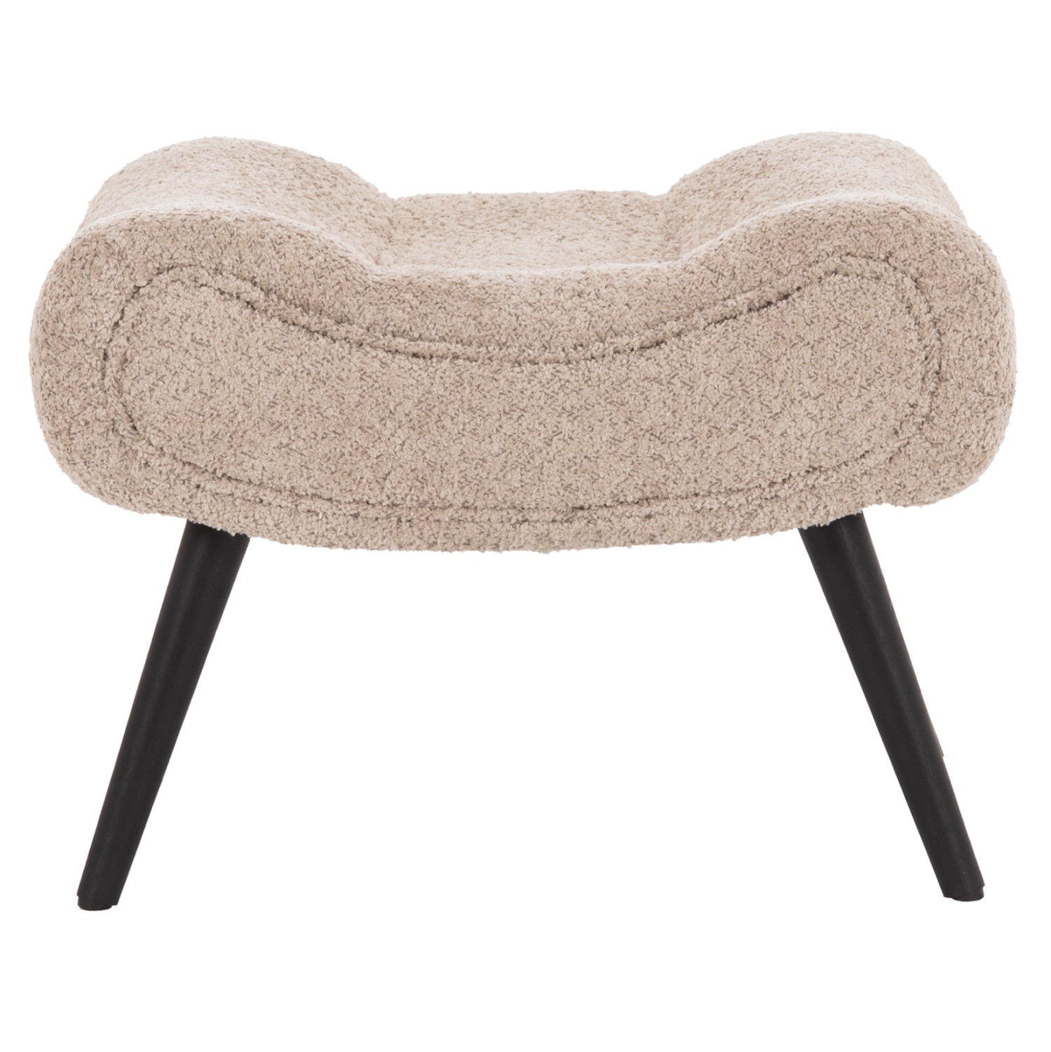STOOL-FOOTREST BRYM HM9606.08 BEIGE/BROWN BOUCLE FABRIC-BLACK WOODEN LEGS 69X61X41Hcm.