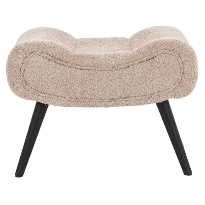 STOOL-FOOTREST BRYM HM9606.08 BEIGE/BROWN BOUCLE FABRIC-BLACK WOODEN LEGS 69X61X41Hcm.