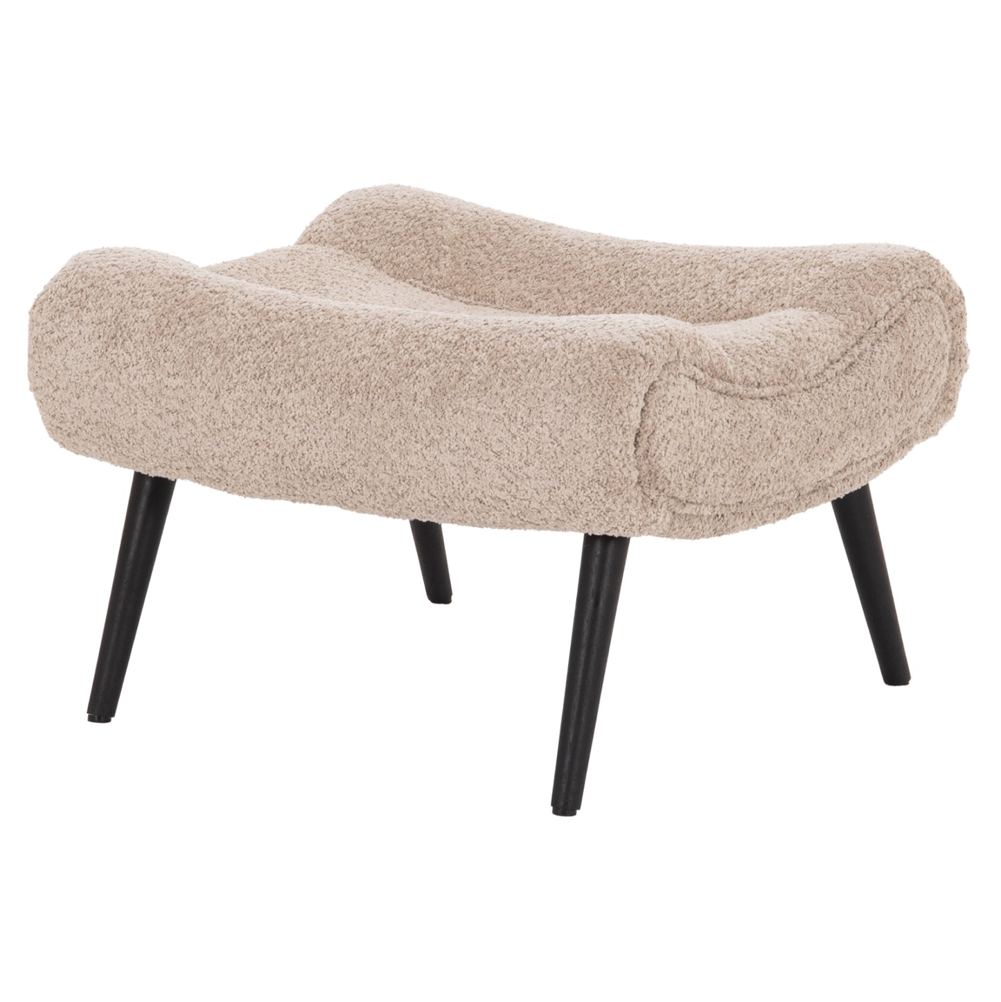 STOOL-FOOTREST BRYM HM9606.08 BEIGE/BROWN BOUCLE FABRIC-BLACK WOODEN LEGS 69X61X41Hcm.