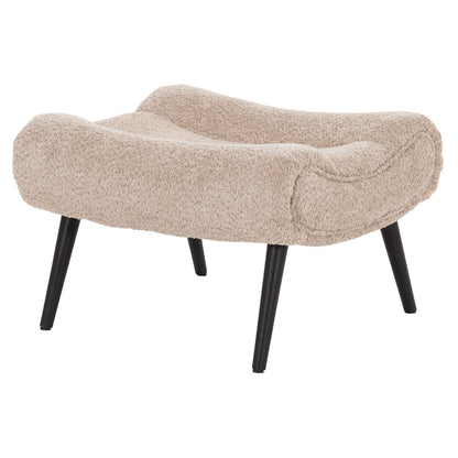 STOOL-FOOTREST BRYM HM9606.08 BEIGE/BROWN BOUCLE FABRIC-BLACK WOODEN LEGS 69X61X41Hcm.