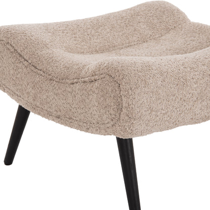 STOOL-FOOTREST BRYM HM9606.08 BEIGE/BROWN BOUCLE FABRIC-BLACK WOODEN LEGS 69X61X41Hcm.