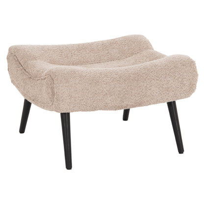 STOOL-FOOTREST BRYM HM9606.08 BEIGE/BROWN BOUCLE FABRIC-BLACK WOODEN LEGS 69X61X41Hcm.