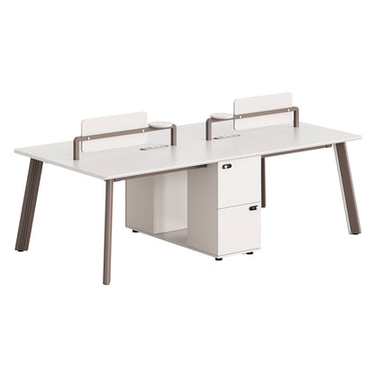 4-SEAT WORKSTATION DESK NEWLINE HM18277 MELAMINE IN CREAM WHITE--ALUMINUM LEGS 240x120x75Hcm.