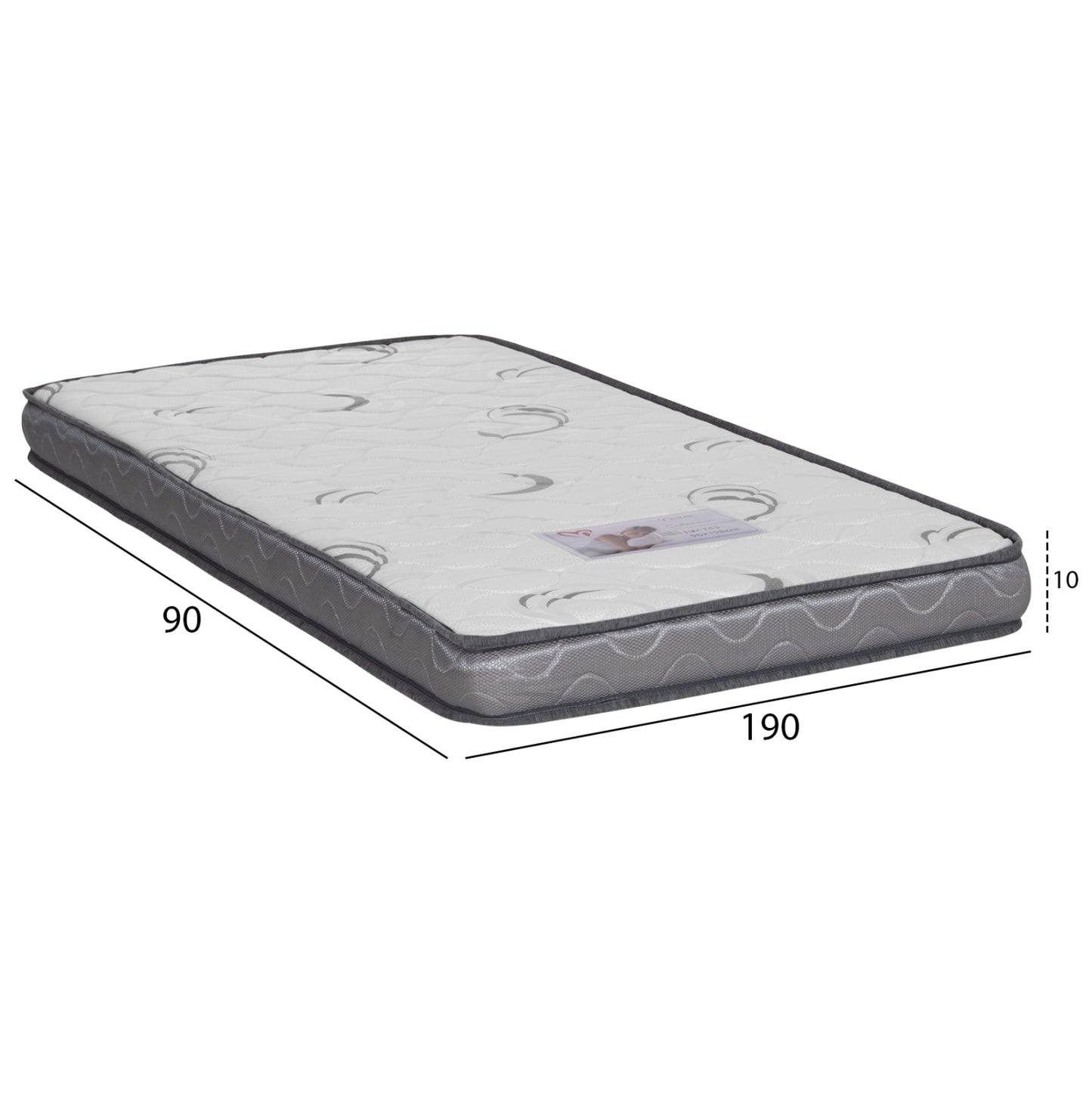 FOAM MATTRESS TRICO HM743 WHITE 90x190x10(thickness)cm.--ROLL-PACKING