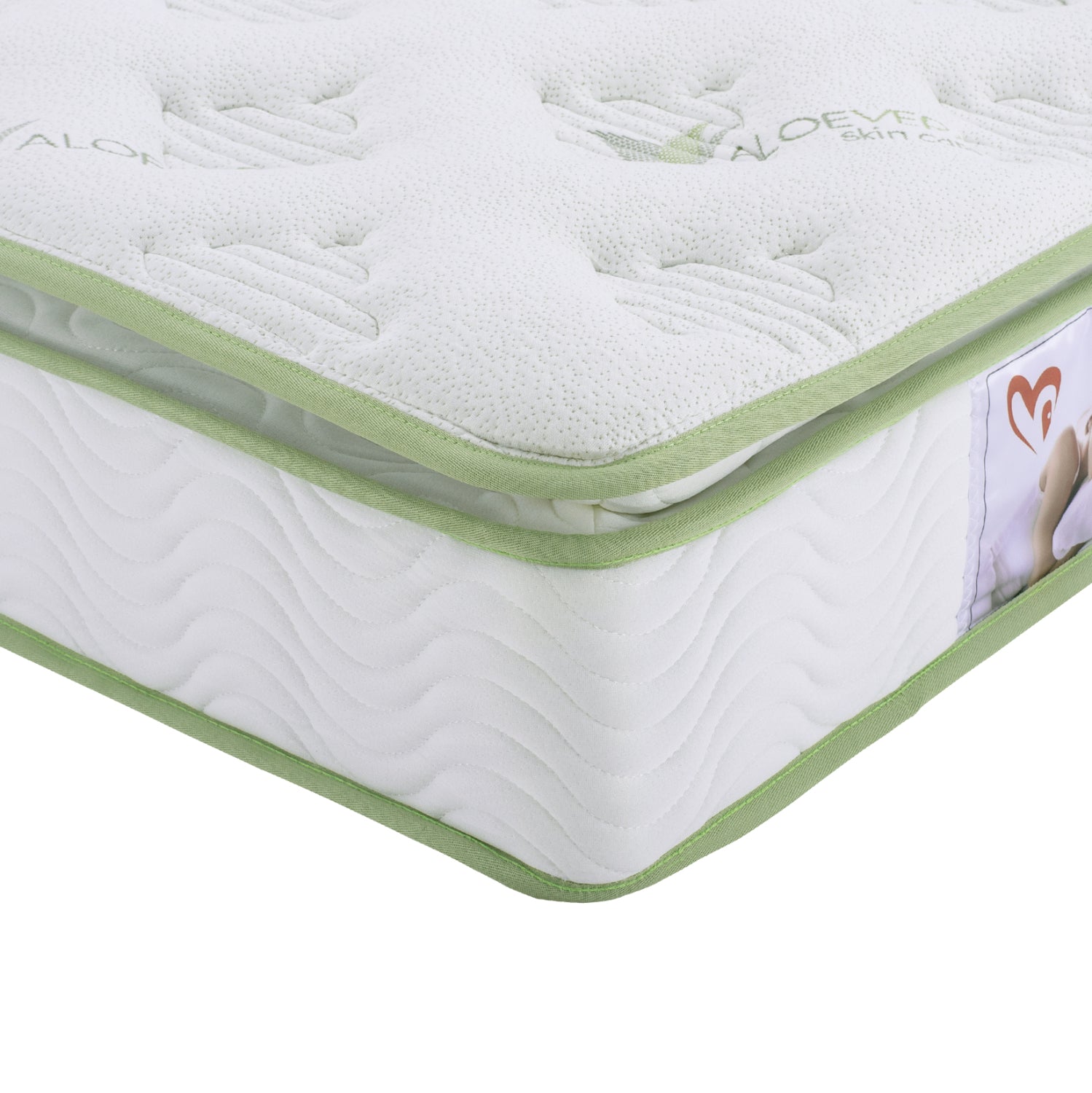 MATTRESS CONTINUOUS SPRING WITH MATTRESS PAD ALOE VERA 110X90 HM372.12 SINGLE SIDED