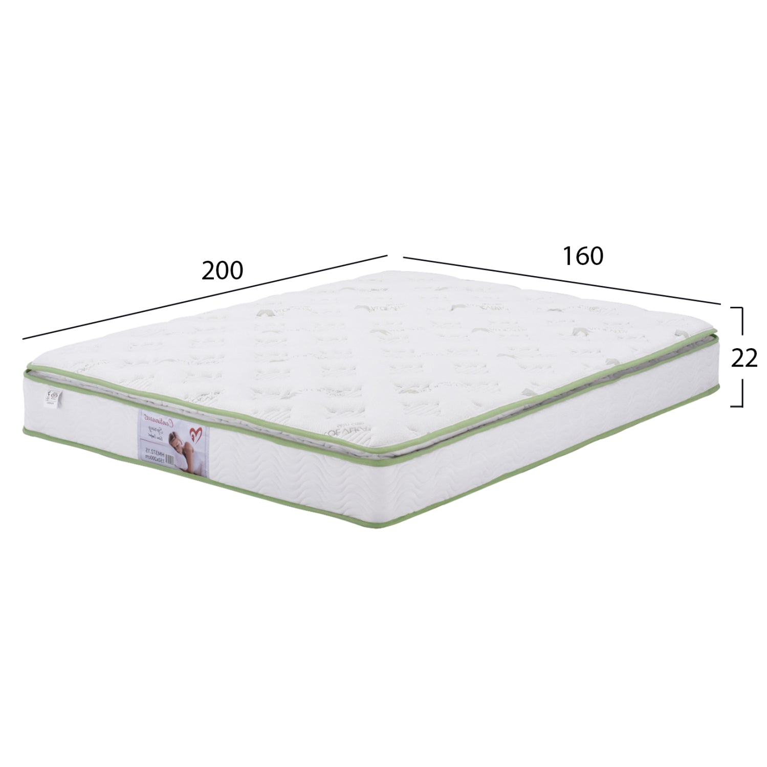 CONTINUOUS SPRING MATTRESS WITH ALOE VERA MATTRESS PAD 160X200 FB9372.16 SINGLE FACE