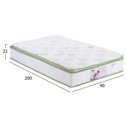 MATTRESS CONTINUOUS SPRING WITH MATTRESS PAD ALOE VERA 90X200 HM372.20 SINGLE SIDE