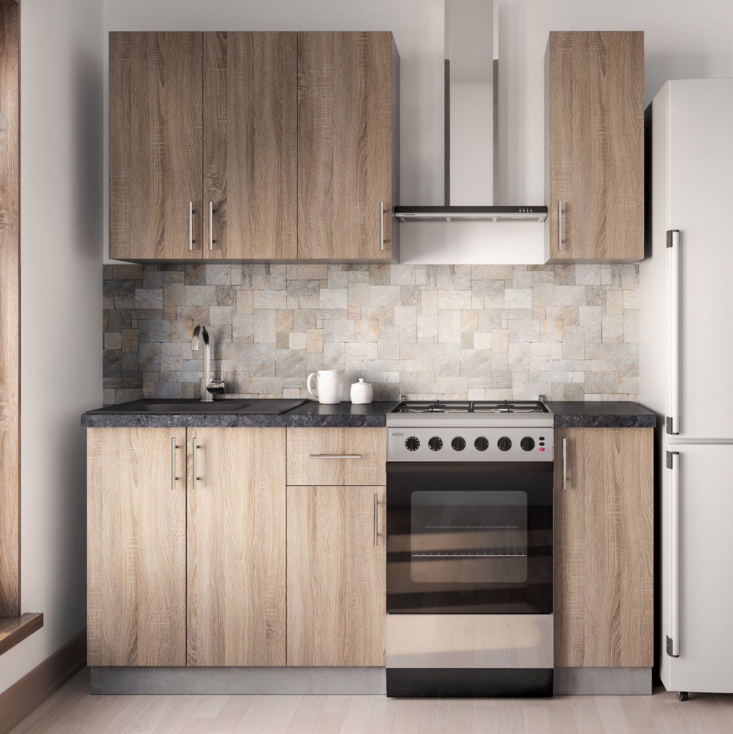 KITCHEN COMPOSITION HM2465.11 MELAMINE SONOMA COUNTERTOP LAMINATE 120x47x84,8Υεκ.