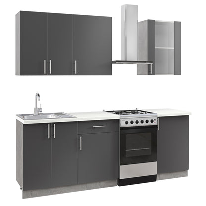 KITCHEN COMBO ANTHRACITE MELAMINE WHITE HPL TOP 160x47x84,8Hcm.HM2468.01