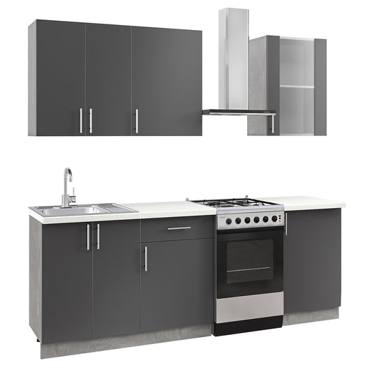 KITCHEN COMBO ANTHRACITE MELAMINE WHITE HPL TOP 160x47x84,8Hcm.HM2468.01