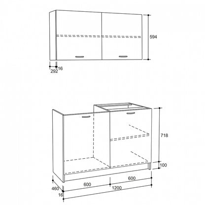 KITCHEN UNIT MELAMINE SONAMA-WHITE HM2439 46-29.2x120Y cm.