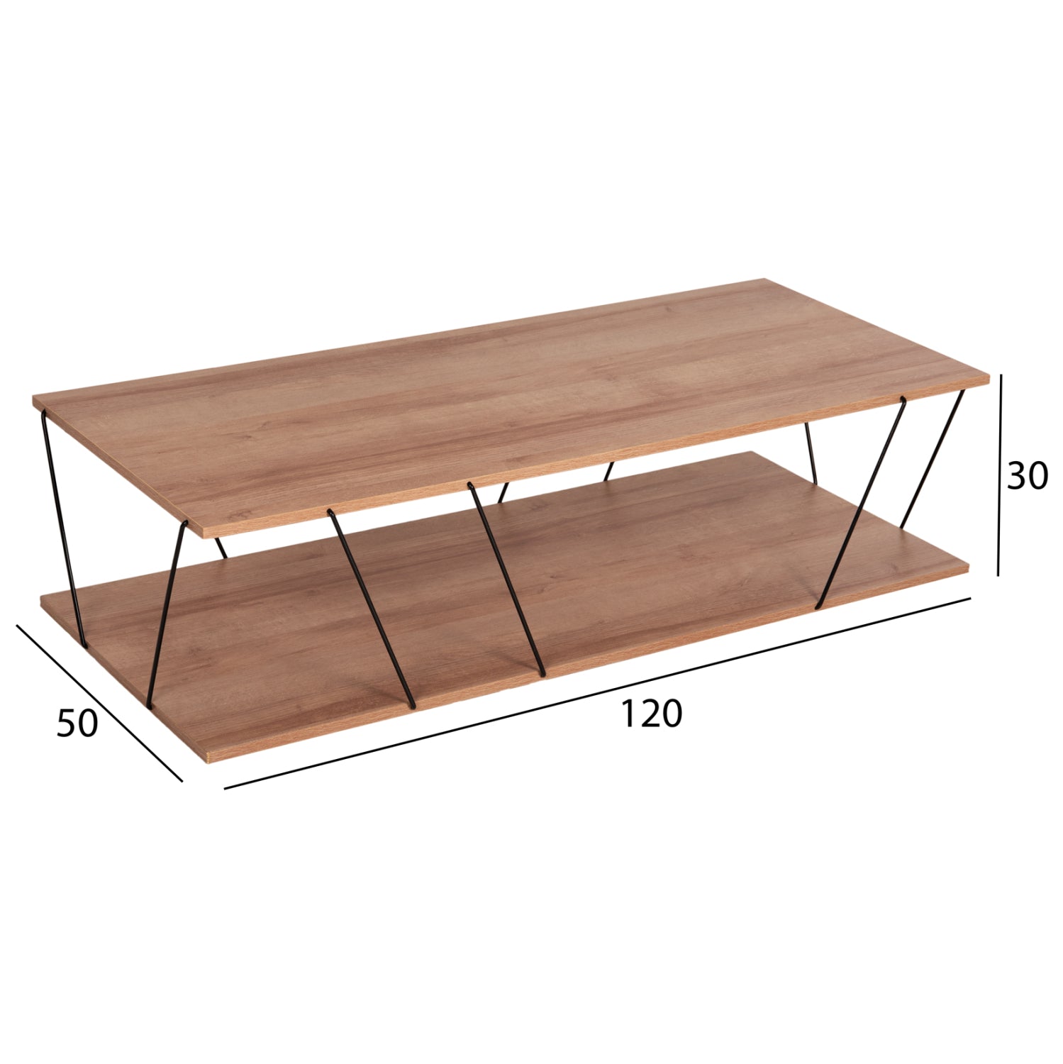 LIVING ROOM COMPOSITION 2PCS TARS HM11771.11 MELAMINE/METAL IN NATURAL OAK-BLACK