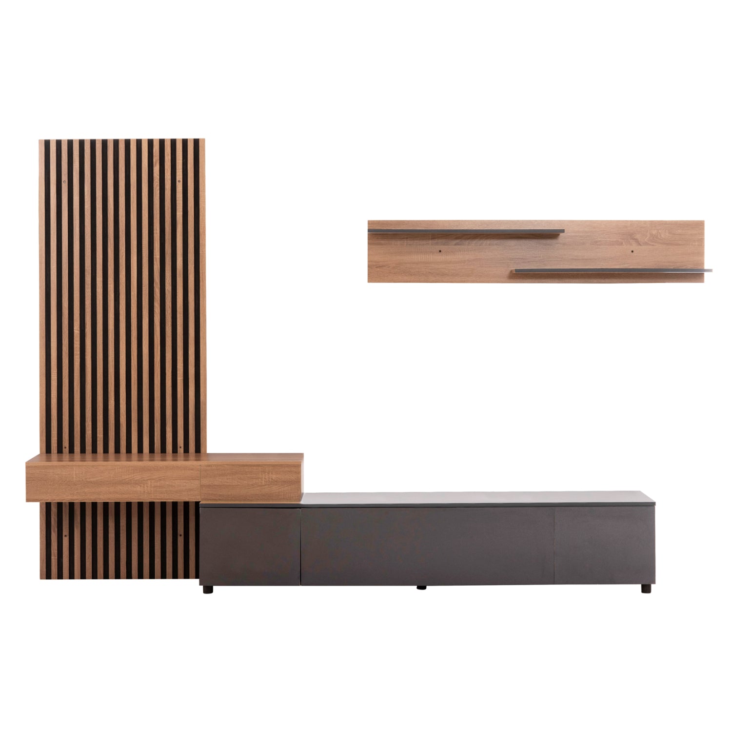TV FURNITURE COMBO DORT HM18076.02 MELAMINE IN SONAMA-DARK GREY 249.5x42.2x199.5Hcm.