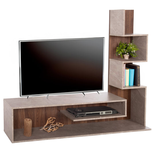 TV FURNITURE COMBO EDELIE HM8908.14 MELAMINE IN GREYISH STONE TEXTURE-NATURAL 150x29.5x120H cm.